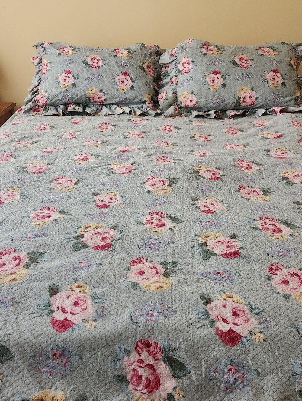 RALPH LAUREN Cottage Lane King Duvet Cover 2 King Shams Seafoam Vintage USA